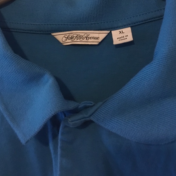 Saks Fifth Avenue Blue Men’s XL Polo Shirt, Short Sleeved Collared Tee - Picture 3 of 3